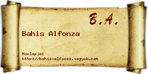 Bahis Alfonza névjegykártya